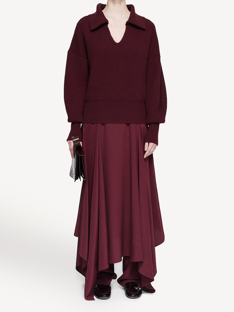 Joseph Red Open Collar Merino Wool Jumper - Image 2 of 8