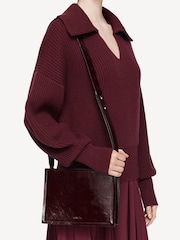 Joseph Red Open Collar Merino Wool Jumper - Image 4 of 8