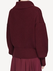 Joseph Red Open Collar Merino Wool Jumper - Image 7 of 8