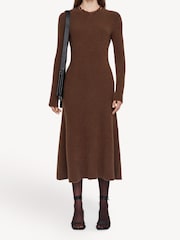 Joseph Brown Brushed Cashmere Midi Dress - Image 1 of 5