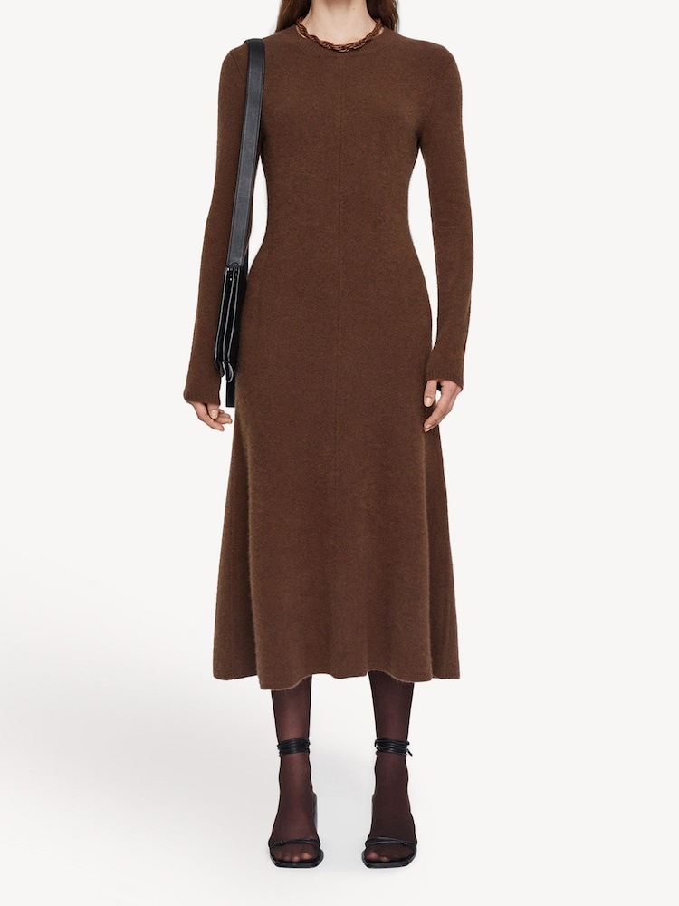 Joseph Brown Brushed Cashmere Midi Dress - Image 1 of 5