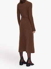 Joseph Brown Brushed Cashmere Midi Dress - Image 2 of 5