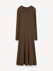 Joseph Brown Brushed Cashmere Midi Dress - Image 5 of 5