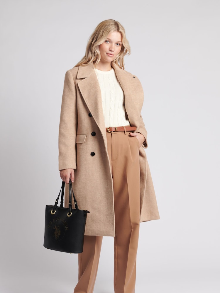 U.S. Polo Assn Brown U.S. Polo Assn. Womens Herringbone Double Breasted Coat - Image 1 of 7