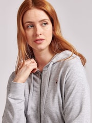 من U.S. Polo Assn. رمادي - هودي بسحاب كامل للنساء - صورة 3 من 7