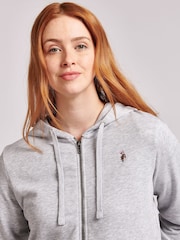 من U.S. Polo Assn. رمادي - هودي بسحاب كامل للنساء - صورة 4 من 7