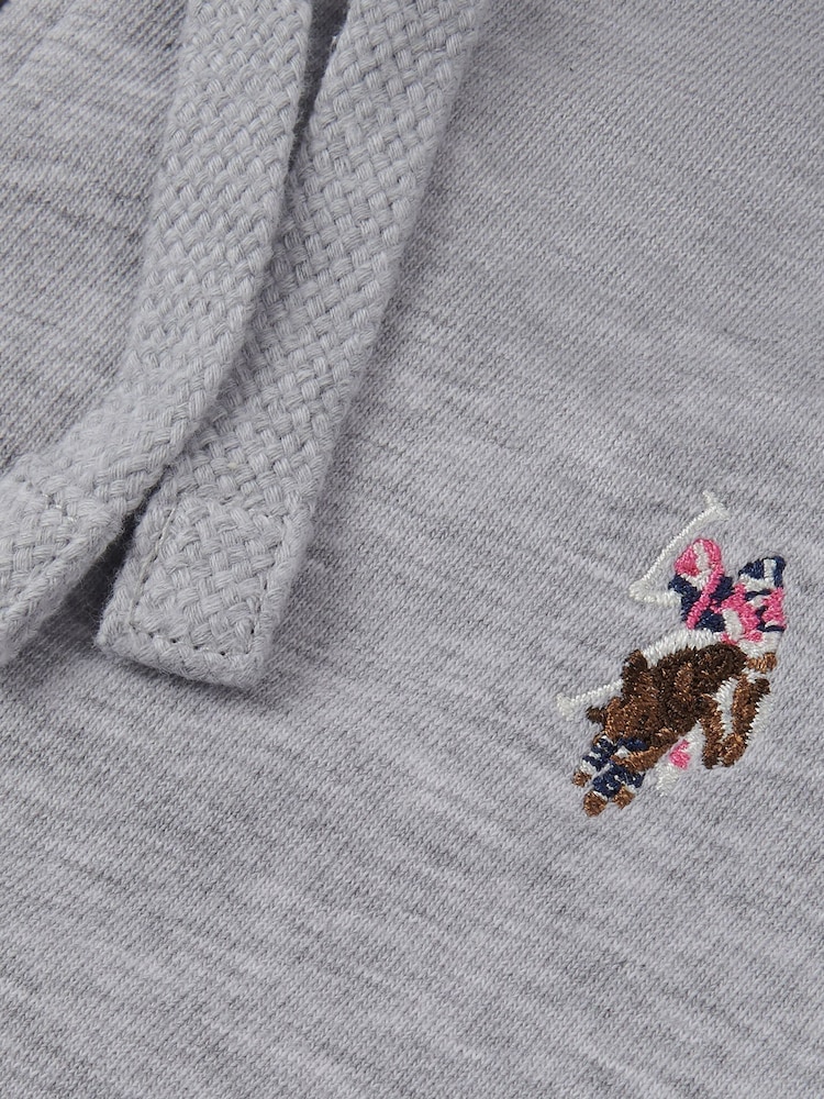 من U.S. Polo Assn. رمادي - هودي بسحاب كامل للنساء - صورة 7 من 7