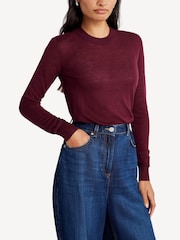 Joseph Red Round Neck Cashair Cashmere Jumper - Image 3 of 5