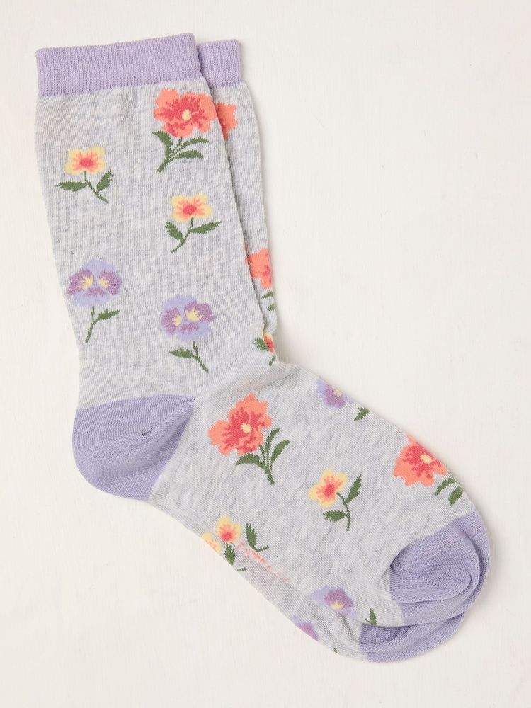 FatFace Grey Pansy Socks - Image 1 of 2