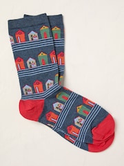 FatFace Blue Beach Hut Socks - Image 1 of 2