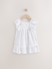 White Palm Frill Sleeves 100% Cotton Dress - Image 1 of 1