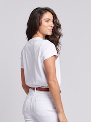 Белый - US Polo Assn. Женская футболка из 100% хлопка с круглым вырезом и двумя лошадками - Изображение 2 из 4