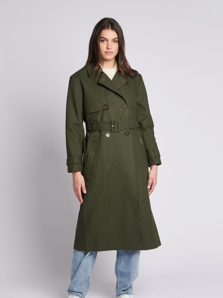 U.S. Polo Assn. Green Womens Trench 100% Cotton Coat - Image 2 of 6 U.S. Polo Assn. Green Womens Trench 100% Cotton Coat - Image 2 of 6