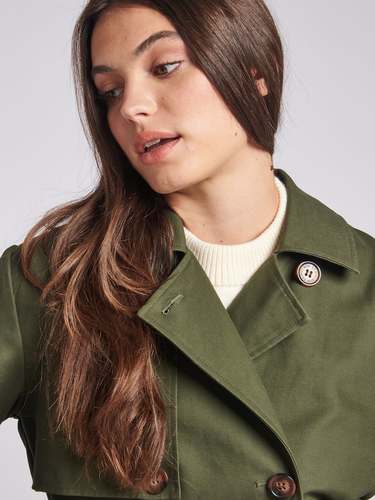 U.S. Polo Assn. Green Womens Trench 100% Cotton Coat - Image 4 of 6