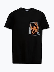 Hype. Boys Multi Dust Explosion 100% Cotton Black Swim T-Shirt - Image 1 of 4
