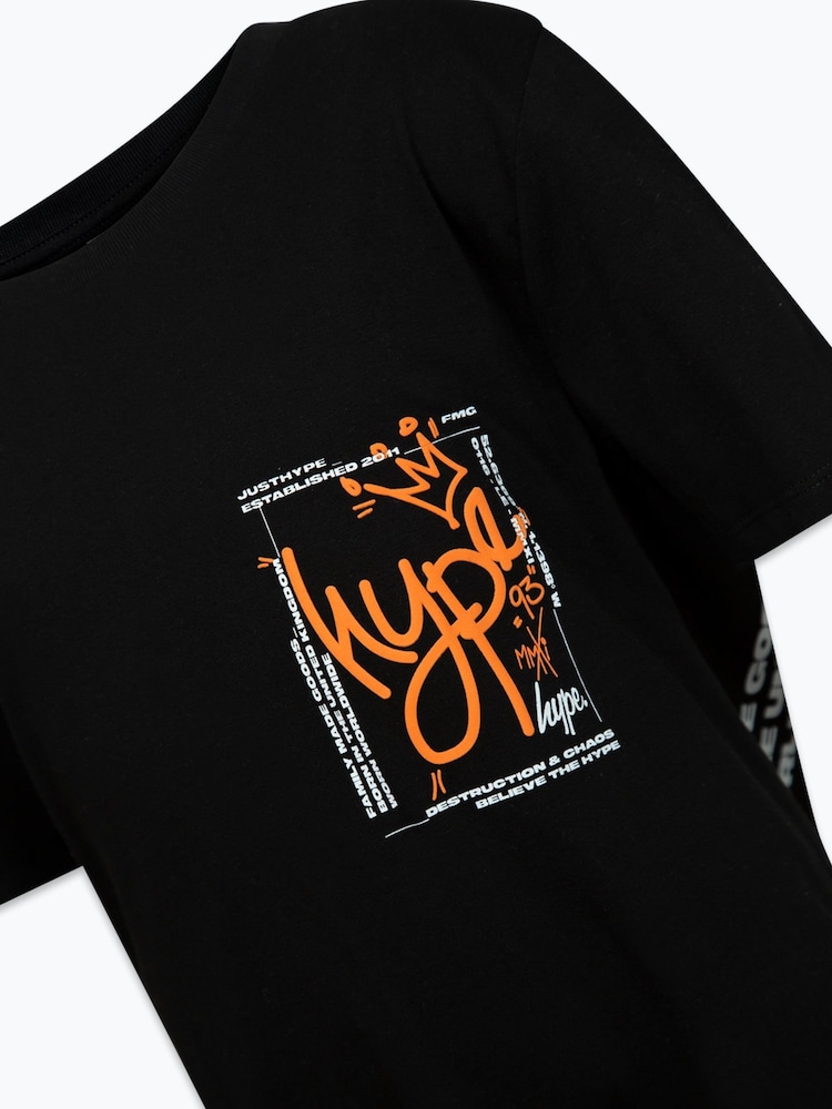 Hype. Boys Multi Dust Explosion 100% Cotton Black Swim T-Shirt - Image 3 of 4
