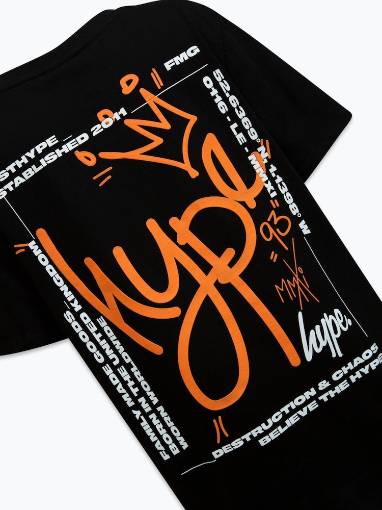 Hype. Boys Multi Dust Explosion 100% Cotton Black Swim T-Shirt - Image 4 of 4