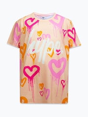 Hype. Girls Orange Heart Drips 100% Cotton T-Shirt - Image 1 of 3