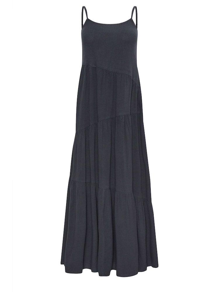 PixieGirl Petite Black Asymmetric Tiered Maxi Dress - Image 5 of 5