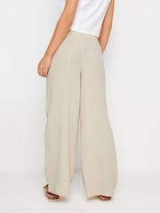 PixieGirl Petite Natural Bonded Wide Leg 100% Cotton Trousers - Image 3 of 5