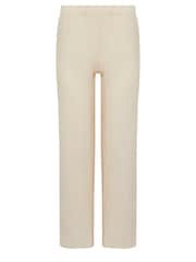 PixieGirl Petite Natural Bonded Wide Leg 100% Cotton Trousers - Image 5 of 5