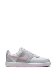 Nike Grey/Pink/White Court Vision Low Trainers - Image 1 of 10