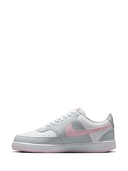 Nike Grey/Pink/White Court Vision Low Trainers - Image 2 of 10