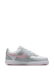 Nike Grey/Pink/White Court Vision Low Trainers - Image 3 of 10