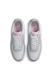 Nike Grey/Pink/White Court Vision Low Trainers - Image 6 of 10