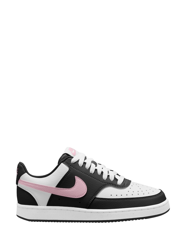 Nike Black/Pink Court Vision Low Trainers - Image 1 of 4