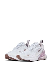 Nike White Pink Air Max 270 Trainers - Image 3 of 9