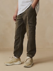 Grey 100% Cotton Cuffed Denim Cargo Jeans (3-16yrs) - Image 1 of 8