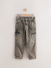 Grey 100% Cotton Cuffed Denim Cargo Jeans (3-16yrs) - Image 5 of 8