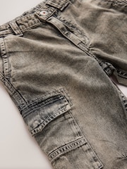 Grey 100% Cotton Cuffed Denim Cargo Jeans (3-16yrs) - Image 7 of 8