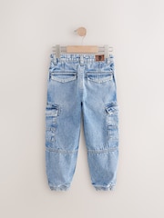 Vintage Blue 100% Cotton Cuffed Denim Cargo Jeans (3-16yrs) - Image 2 of 4