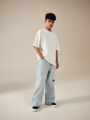 Bleach Distressed Super-wide Fit Authentic 100% Cotton Jeans (3-16yrs) - Image 3 of 9