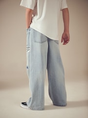 Bleach Distressed Super-wide Fit 100% Cotton Graffiti Denim Jeans (3-16yrs) - Image 2 of 8