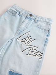 Bleach Distressed Super-wide Fit 100% Cotton Graffiti Denim Jeans (3-16yrs) - Image 8 of 8
