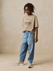 Mid Blue 100% Cotton Lightweight Pull On Jeans (3-16yrs) - Image 1 of 8