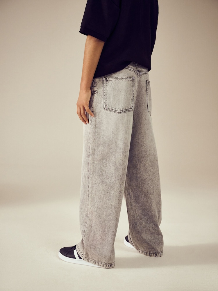Light Grey Super-wide Fit Authentic 100% Cotton Jeans (3-16yrs) - Image 3 of 9