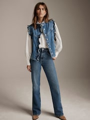 Жилет джинсовой оборки Mint Velvet - Изображение 2 из 9