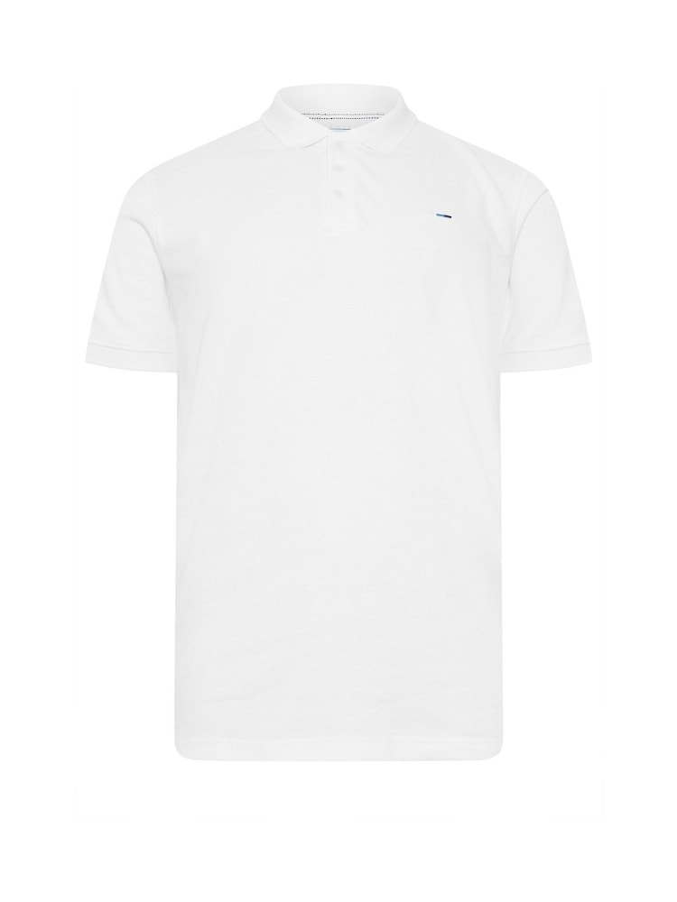 BadRhino Big & Tall White 100% Cotton Long Short Sleeve Polo Shirt - Image 2 of 3