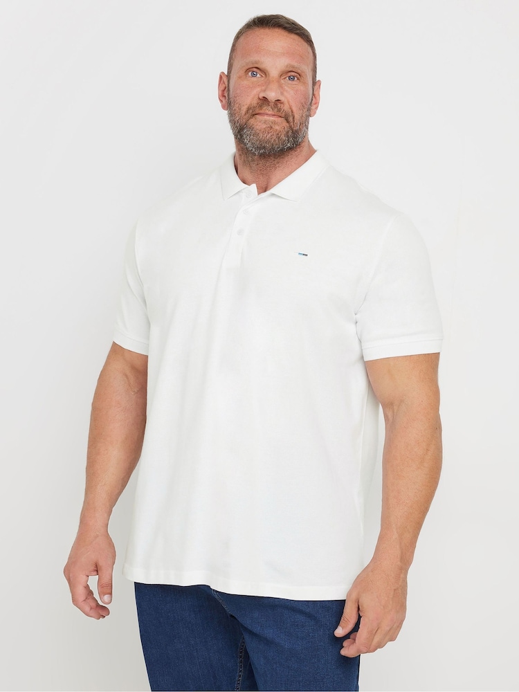 BadRhino Big & Tall White Short Sleeve 100% Cotton Polo Shirt - Image 1 of 3