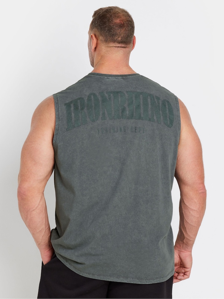 BadRhino Big & Tall Black 100% Cotton IronRhino Acid Wash Sleeveless T-Shirt - Image 2 of 4