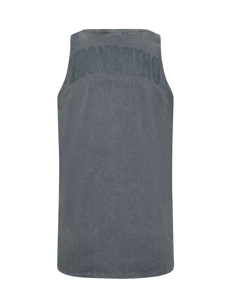 BadRhino Big & Tall Black 100% Cotton IronRhino Acid Wash Sleeveless T-Shirt - Image 4 of 4