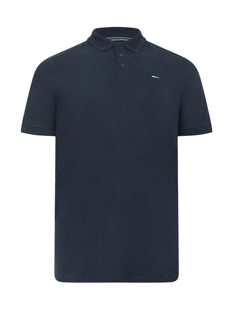 BadRhino Big & Tall Blue 100% Cotton Long Short Sleeve Polo Shirt - Image 2 of 3