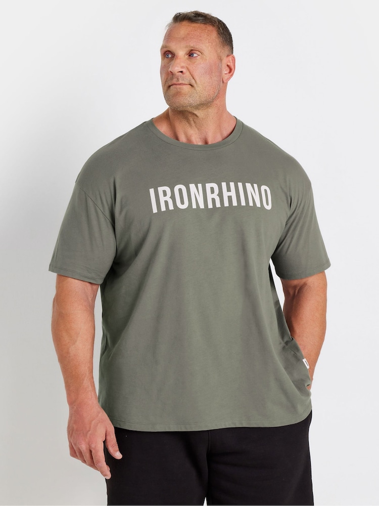 BadRhino Big & Tall Green 100% Cotton IronRhino Front And Back T-Shirt - Image 1 of 4 BadRhino Big & Tall Green 100% Cotton IronRhino Front And Back T-Shirt - Image 1 of 4