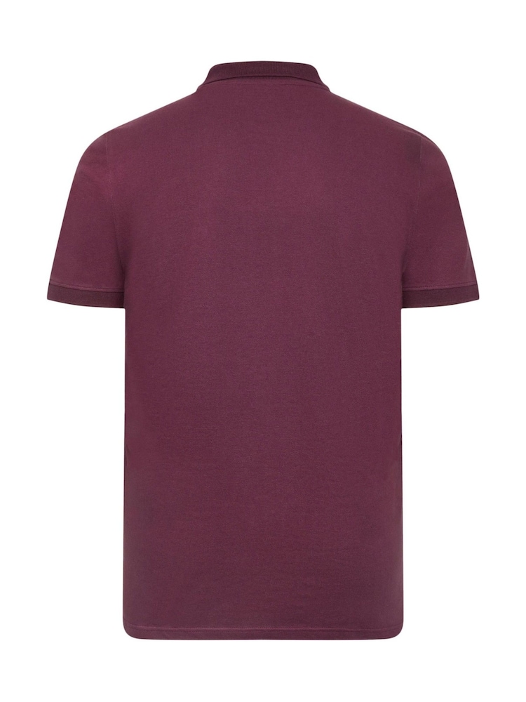 BadRhino Big & Tall Red 100% Cotton Long Short Sleeve Polo Shirt - Image 3 of 3