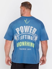 Синий - BadRhino Big & Tall 100% Cotton IronRhino Front And Back T-Shirt - Изображение 2 из 4