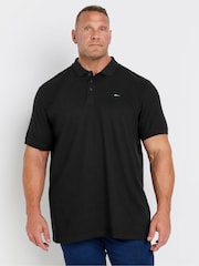 BadRhino Big & Tall Black 100% Cotton Long Short Sleeve Polo Shirt - Image 1 of 3